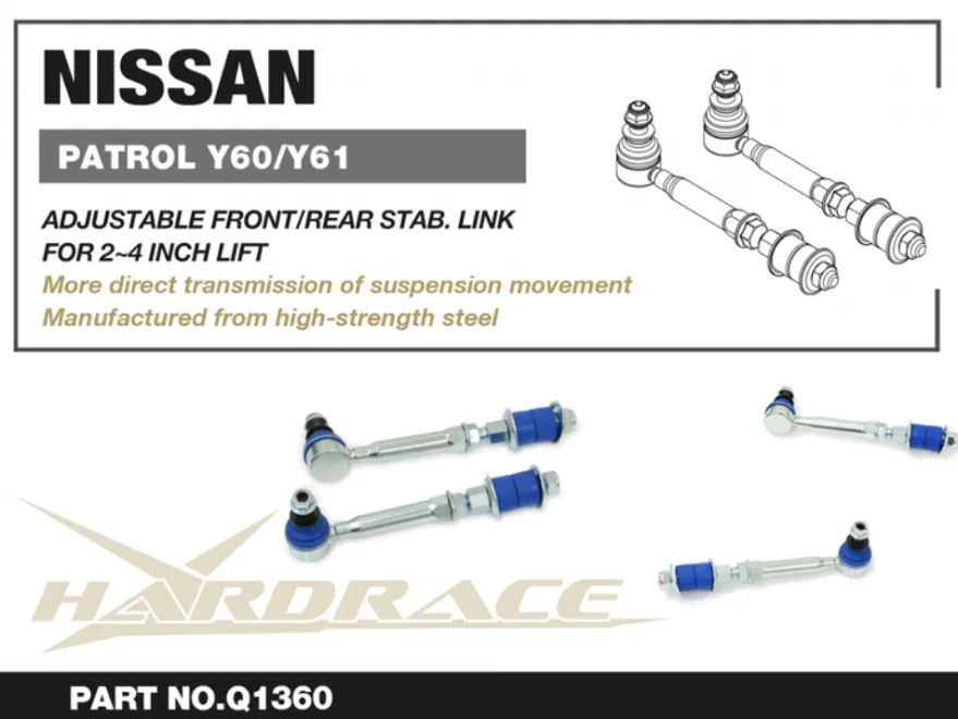 Nissan Patrol Y60 / Y61 1988-1997 Främre/Bakre Justerbara Stab.Stag Hardrace