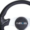 NRG Kolfiber-/Läder-ratt med Gummitutknapp 350mm