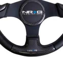 NRG Kolfiber-/Läder-ratt med Gummitutknapp 350mm