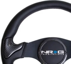 NRG Kolfiber-/Läder-ratt med Gummitutknapp 350mm