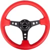 NRG Röd Sportratt Läder med Svart Centrum 350mm (3'' Djup)