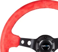 NRG Röd Sportratt Mocca med Svart Centrum 350mm (3'' Djup)