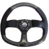 NRG Sportratt Kolfiber med Lädergrepp / Röda Sömmar / Platt Botten 320mm