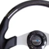 NRG Sportratt Kolfiber med Lädergrepp / Silver Centrum 350mm
