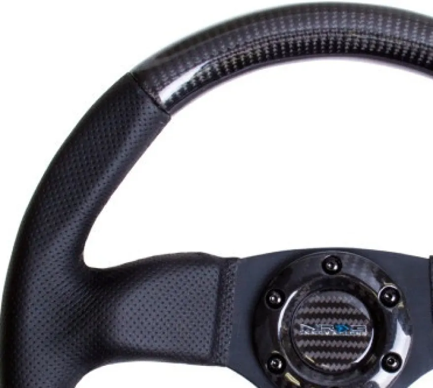 NRG Sportratt Kolfiber med Lädergrepp / Platt Botten 320mm