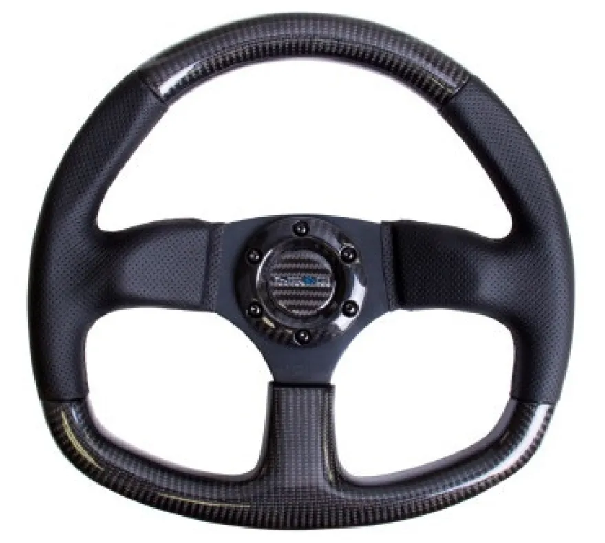 NRG Sportratt Kolfiber med Lädergrepp / Platt Botten 320mm