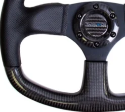 NRG Sportratt Kolfiber med Lädergrepp / Platt Botten 320mm