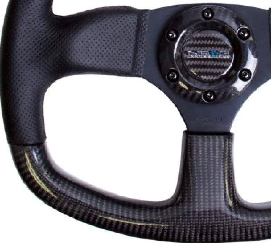 NRG Sportratt Kolfiber med Lädergrepp / Platt Botten 320mm