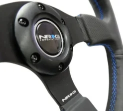 NRG Sportratt Läder med Blåa Sömmar 320mm