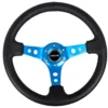 NRG Sportratt Läder med Blått Centrum 350mm (3'' Djup)