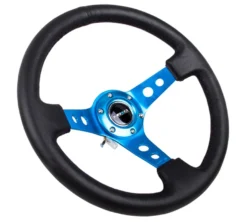 NRG Sportratt Läder med Blått Centrum 350mm (3'' Djup)