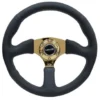 NRG Sportratt Läder med Guldigt Centrum 350mm (2.5'' Djup)