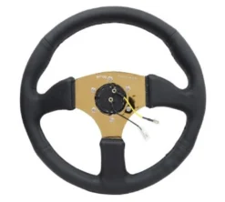 NRG Sportratt Läder med Guldigt Centrum 350mm (2.5'' Djup)