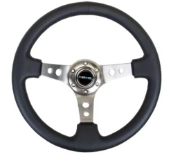 NRG Sportratt Läder med Gunmetall Centrum 350mm (3'' Djup)