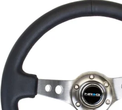 NRG Sportratt Läder med Gunmetall Centrum 350mm (3'' Djup)