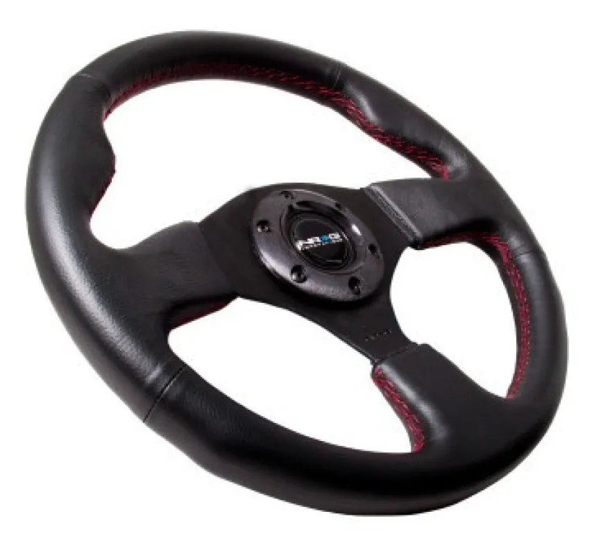 NRG Sportratt Läder med Röda Sömmar 320mm