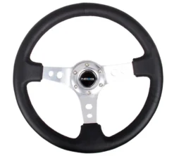 NRG Sportratt Läder med Silver Centrum 350mm (3'' Djup)