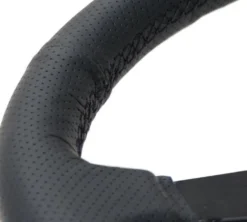 NRG Sportratt Läder med Svart Centrum 350mm (Flat)