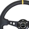 NRG Sportratt Läder med Svart Centrum / Gul Centermarkering (3'' Djup)