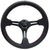 NRG Sportratt Läder med Svart Centrum / Röda Sömmar 350mm (3'' Djup)