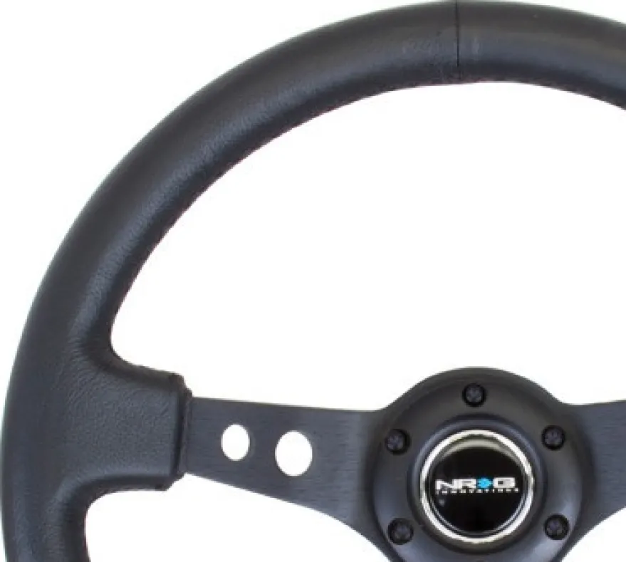 NRG Sportratt Läder med Svart Centrum 350mm (3'' Djup)