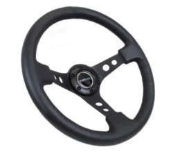 NRG Sportratt Läder med Svart Centrum 350mm (3'' Djup)