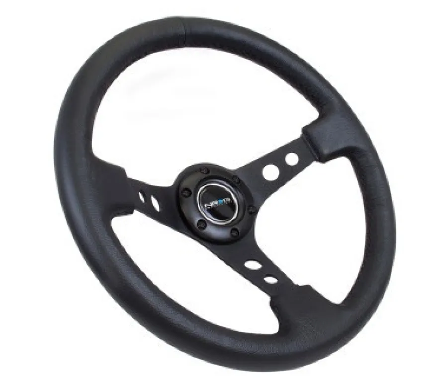 NRG Sportratt Läder med Svart Centrum 350mm (3'' Djup)