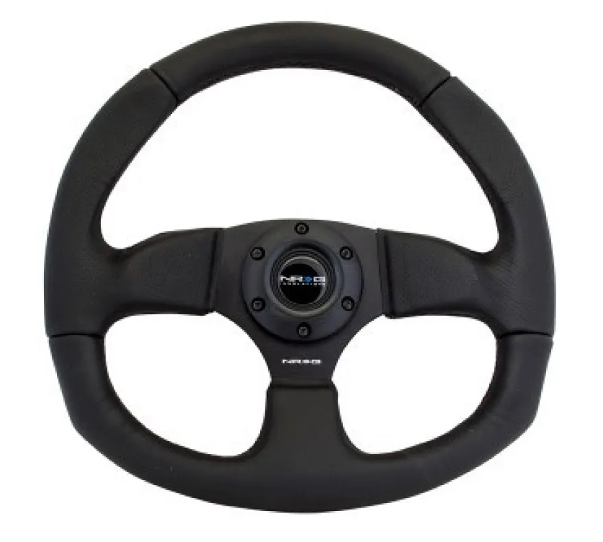 NRG Sportratt Läder ''Racestyle'' med Svarta Sömmar / Platt Botten