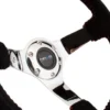 NRG Sportratt Mocca med Chrome centrum / Röda Baseballsömmar 350mm ( 3'' Djup)