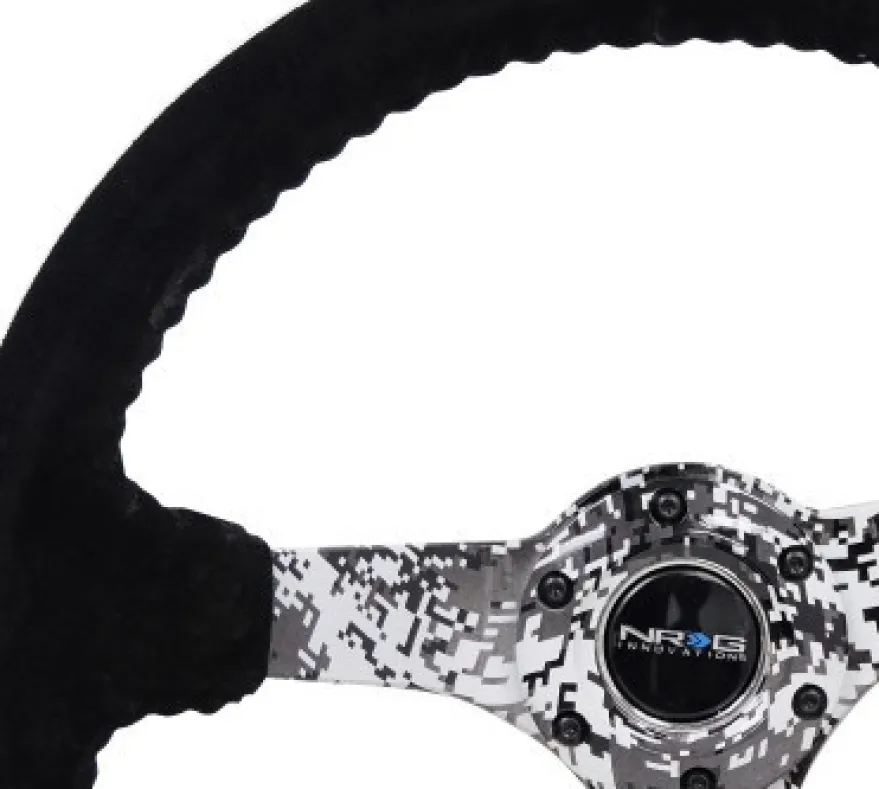 NRG Sportratt Mocca med ''Digital Camo'' Centrum / Svarta Baseballsömmar 350mm (3'' Djup)