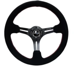 NRG Sportratt Mocca med Svart Centrum / Röda Sömmar 350mm (3'' Djup)