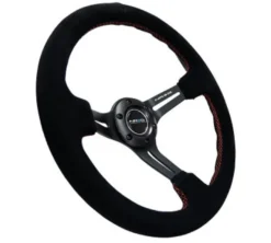 NRG Sportratt Mocca med Svart Centrum / Röda Sömmar 350mm (3'' Djup)