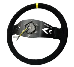 NRG Sportratt Mocca med Svart 2-ekrat Centrum / Gul Centermarkering 350mm (3'' Djup)