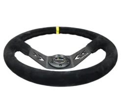 NRG Sportratt Mocca med Svart 2-ekrat Centrum / Gul Centermarkering 350mm (3'' Djup)