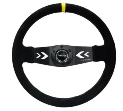 NRG Sportratt Mocca med Svart 2-ekrat Centrum / Gul Centermarkering 350mm (3'' Djup)