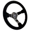 NRG Sportratt Mocca med Svartkrom Centrum / Röda Baseballsömmar 350mm (3'' Djup)