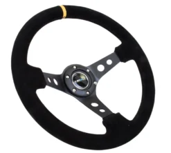 NRG Sportratt Mocca med Svart Centrum / Gul Centermarkering 350mm (3'' Djup)