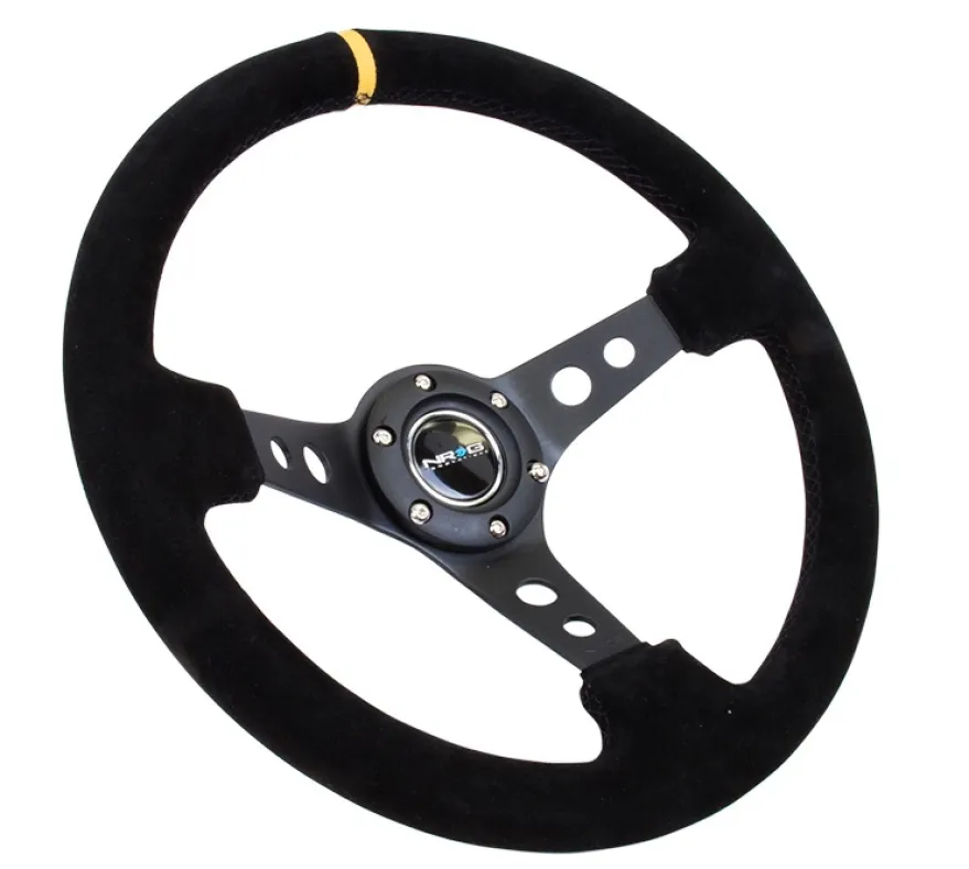 NRG Sportratt Mocca med Svart Centrum / Gul Centermarkering 350mm (3'' Djup)