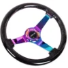 NRG Svart ''Glittrig'' Träratt med Neochrome Centrum 350mm (3'' Djup)