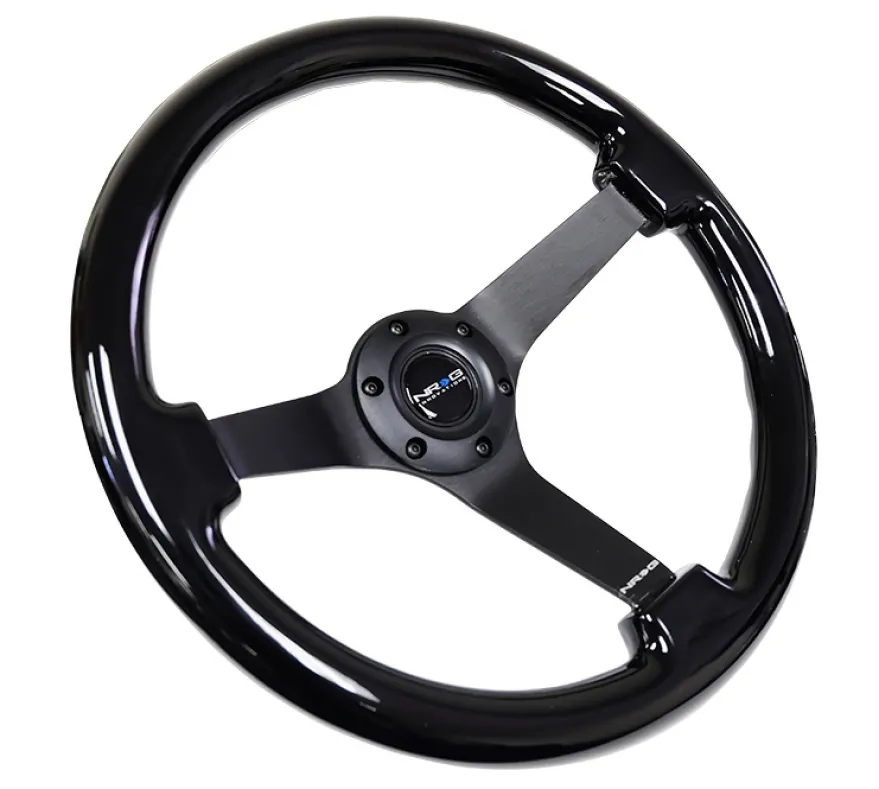NRG Svart Träratt med Svart Centrum 350mm (3'' Djup)