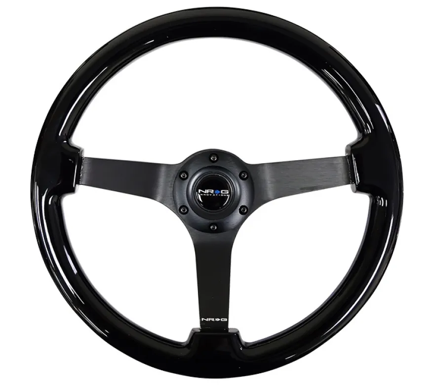 NRG Svart Träratt med Svart Centrum 350mm (3'' Djup)