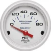 Oljetrycksmätare 52mm 80PSI (Elektrisk) MARINE Vit