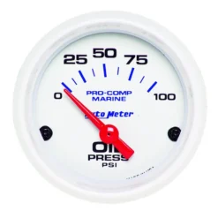 Oljetrycksmätare 52mm 100PSI (Elektrisk) MARINE Vit