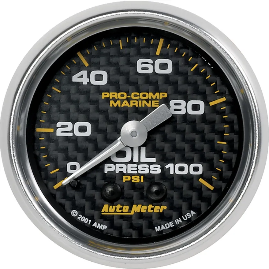 Oljetrycksmätare 52mm 100PSI (Mekanisk) MARINE CARBON FIBER