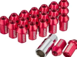 Rays Dura-Nut L42 Rak M14x1.5 Hjulmuttrar Set 16+4 Låsmuttrar - Röd