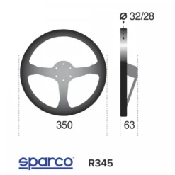 Sparco R345 350mm Läder 3-ekrad