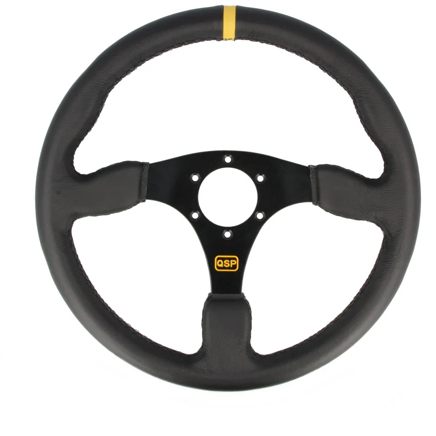 Sportratt Läder Platt 3-Ekrad, Svart QSP Products