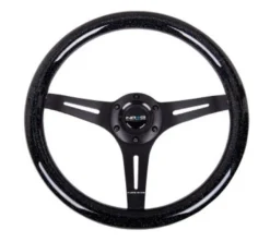 Träratt 350mm 3-ekrad Mattsvart Centrum Glittrig Svart Ratt NRG