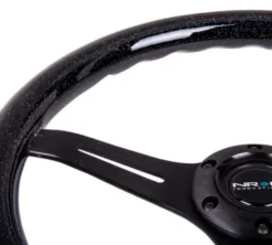 Träratt 350mm 3-ekrad Mattsvart Centrum Glittrig Svart Ratt NRG