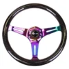 Träratt 350mm 3-ekrad Neo-Chrome Centrum Svart Glittrig Ratt NRG